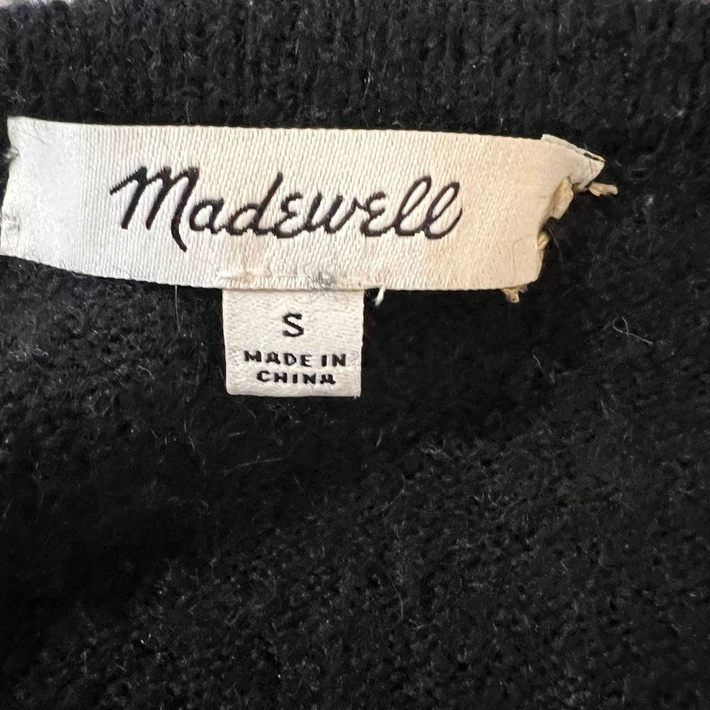 Madewell Alpaca Merino Open Cardigan Black Knit Minimalist Layering Size S - Picture 6 of 8